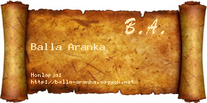 Balla Aranka névjegykártya